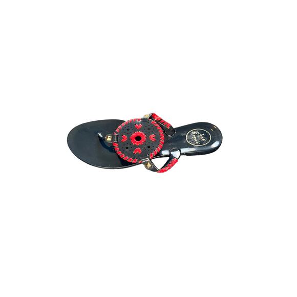 Jack Rogers Navy Blue Red Beachy‎ Studded Georgica Jelly Thong Sandals Size 8 - Picture 6 of 8